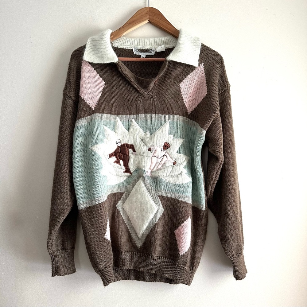 Vintage Collared Ski‎ Graphic Sweater